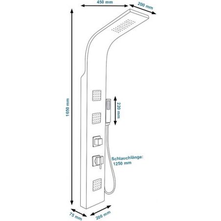 Panel de dus din aluminiu, 7801, Negru Mat, Design Deosebit, Hidromasaj, Termostat