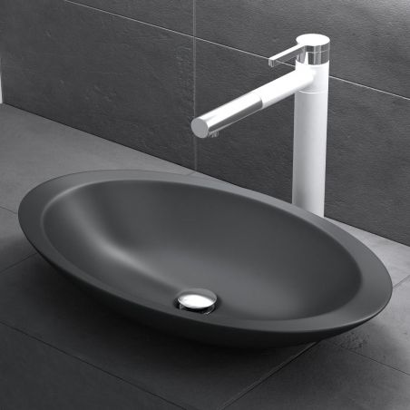 Lavoar EGO-802, compozit marmura,culoare Antracit , montaj pe blat, 59x35 cm