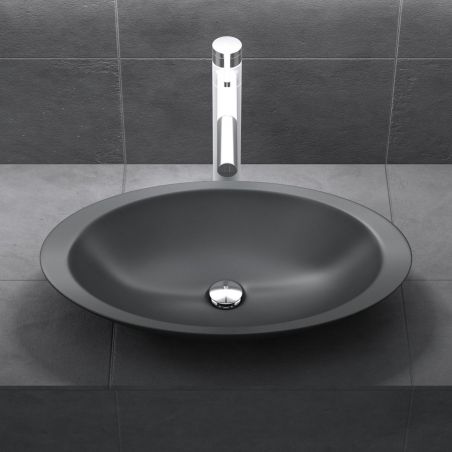 Lavoar EGO-802, compozit marmura,culoare Antracit , montaj pe blat, 59x35 cm