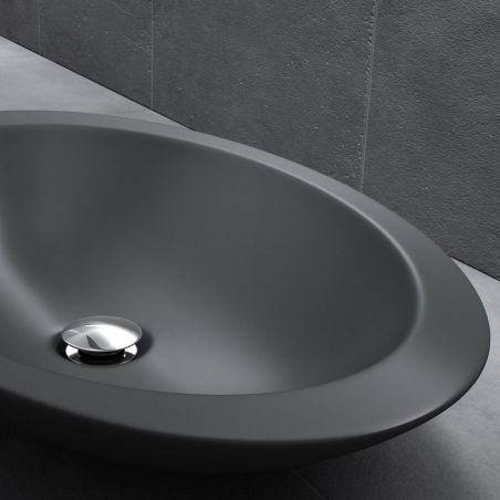 Lavoar EGO-802, compozit marmura,culoare Antracit , montaj pe blat, 59x35 cm