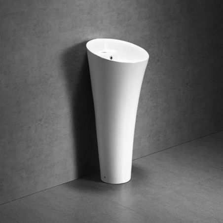 Lavoar stativ EGO David, Alb, 45x87 cm,cu gaura de baterie, montaj pe podea, ceramica sanitara