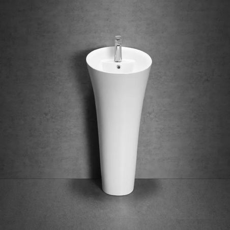 Lavoar stativ EGO David, Alb, 45x87 cm,cu gaura de baterie, montaj pe podea, ceramica sanitara