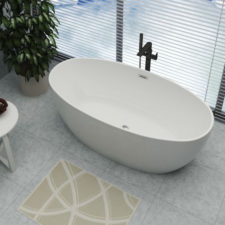 Cada de baie Zinon, Acril sanitar, Alb Lucios, 150, 160, 170 cm, izolare termica, freestanding