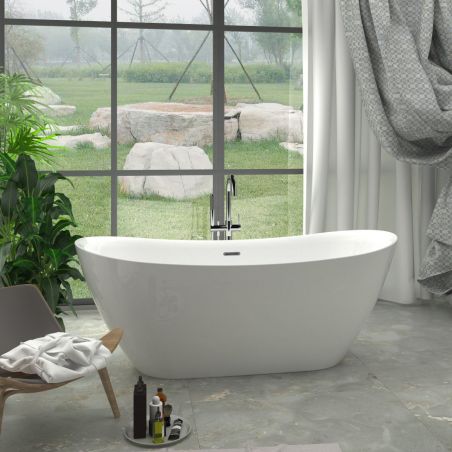 Cada de baie Kevin, Acril sanitar, alb lucios, 150, 160, 170 cm, izolare termica, freestanding