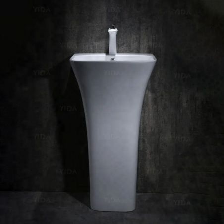 Lavoar stativ Novia, Alb, 45x43x84 cm,cu gaura de baterie, montaj pe podea, ceramica sanitara
