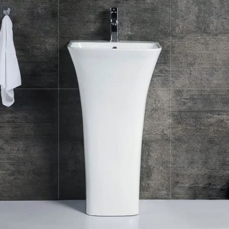 Lavoar stativ Novia, Alb, 45x43x84 cm,cu gaura de baterie, montaj pe podea, ceramica sanitara