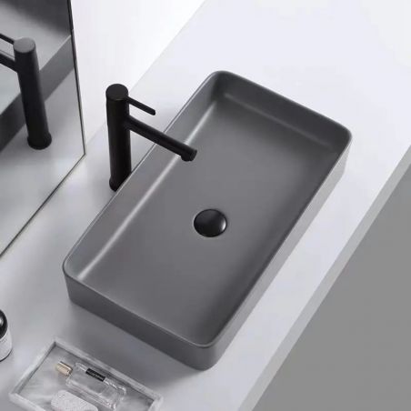 Lavoar Maura, Gri Mat, ceramica sanitara, 61x35 montaj pe blat