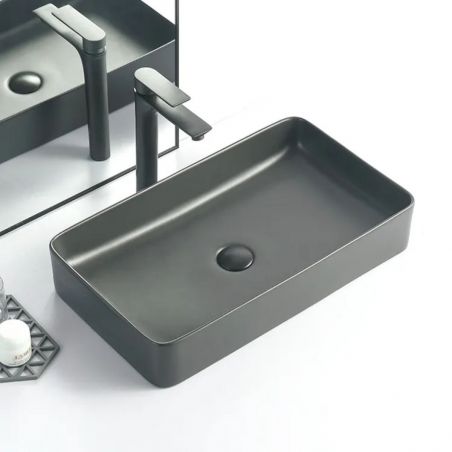 Lavoar Maura, Gri Mat, ceramica sanitara, 61x35 montaj pe blat