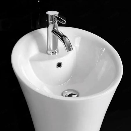 Lavoar stativ EGO David, Alb, 45x87 cm,cu gaura de baterie, montaj pe podea, ceramica sanitara