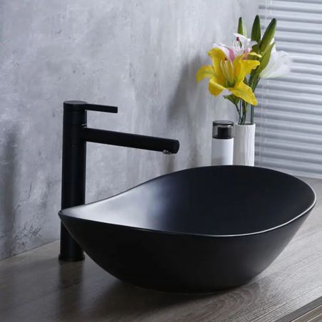 Lavoar Luigi, Negru Mat, ceramica sanitara, 52x32 montaj pe blat