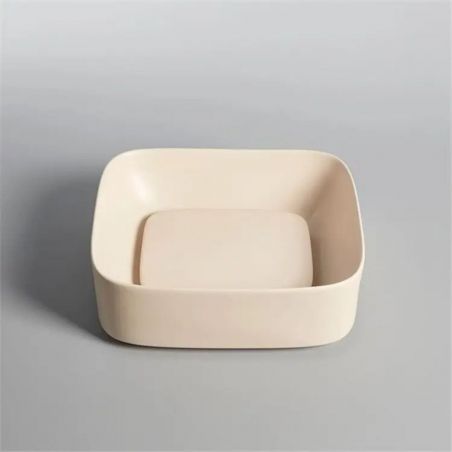 Lavoar Marsala , Crem, capac scurgere inclus, ceramica sanitara, 43x38 cm, montaj pe blat