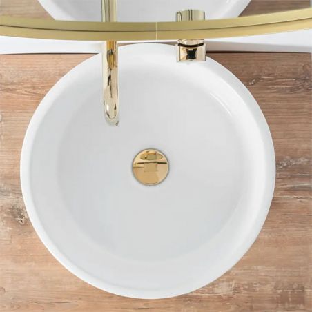 Lavoar Gino, Alb interior Auriu exterior, diamtru 43 cm, montaj pe blat, ceramica sanitara