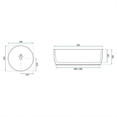 Lavoar Gino, Alb interior Auriu exterior, diamtru 43 cm, montaj pe blat, ceramica sanitara