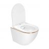 Vas Wc Ben, Gold Line, Rimless, 49x36 cm, montaj suspendat, capac Duroplast, ceramica sanitara