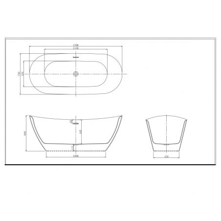 Cada de baie Kevin, Acril sanitar, Negru Lucios interior si exterior, 160 sau 170 cm, izolare termica, freestanding