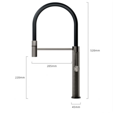 Baterie de bucatarie Filip, pipa flexibila si dus extractabil, inaltime 52 cm, culoare crom