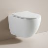 Vas Wc Ben, Alb, Rimless, 49x37 cm, montaj suspendat, capac Duroplast, ceramica sanitara