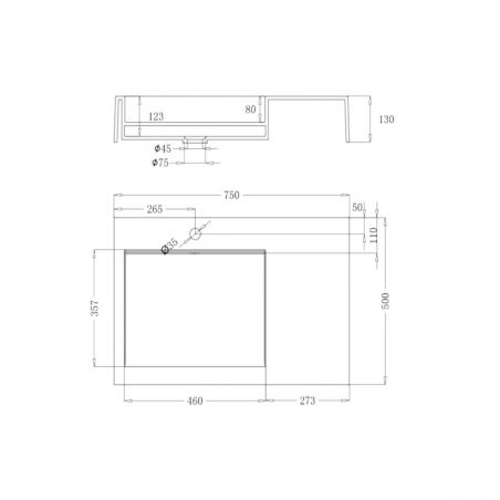 Lavoar EGO 11, Alb, lucios, 75x50 cm, compozit marmura, montaj pe blat sau suspendat, scurgere ascunsa, cu gaura baterie