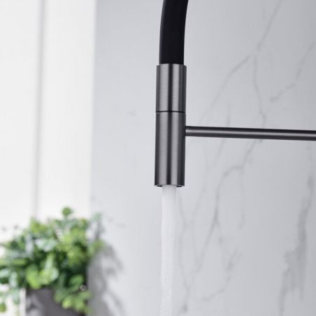 Baterie de bucatarie Filip, pipa flexibila si dus extractabil, inaltime 52 cm, culoare negru
