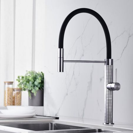 Baterie de bucatarie Filip, pipa flexibila si dus extractabil, inaltime 52 cm, culoare crom