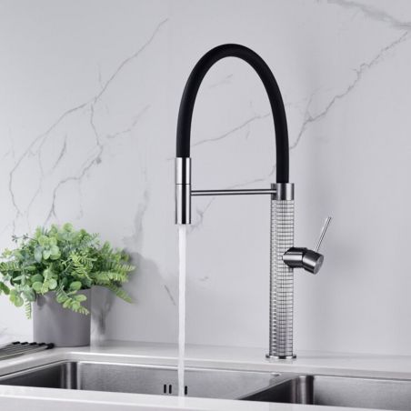 Baterie de bucatarie Filip, pipa flexibila si dus extractabil, inaltime 52 cm, culoare crom