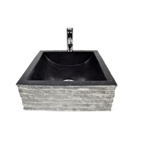 Lavoar piatra Ego SSB-M BLACK D 40x40 cm wash basin overtop 