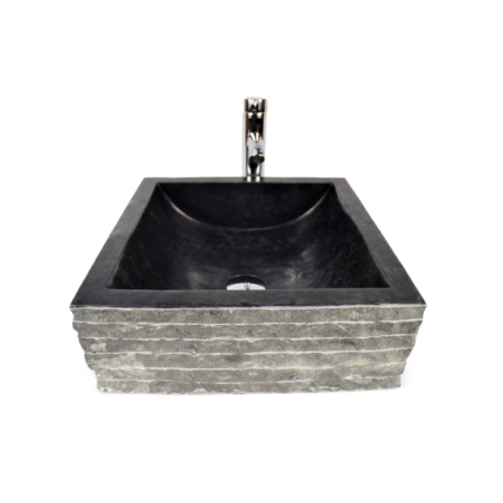 Lavoar piatra Ego SSB-M BLACK B 40x40 cm wash basin overtop 