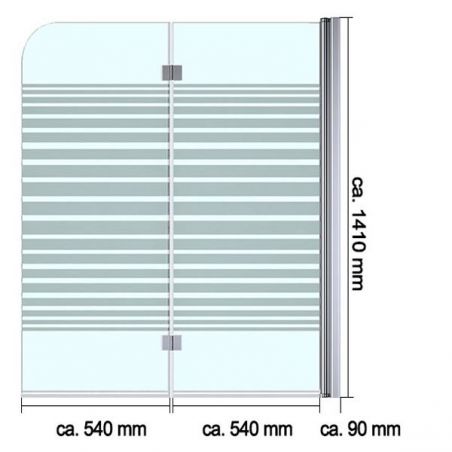 Paravan cada pliabil, sticla securizata 6 mm, pivotant 180°, sticla transparenta