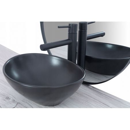 Lavoar REA Sofia, Negru, mat, 41x34.5 cm, montaj pe blat, ceramica sanitara