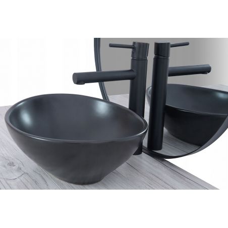 Lavoar REA Sofia, Negru, mat, 41x34.5 cm, montaj pe blat, ceramica sanitara