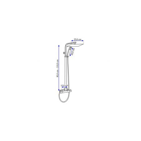 Sistem dus Termostatat Cezar, Ploaie 25x25 cm, Dus de mana, Baterie Cada, finisaj crom