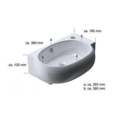 Lavoar EGO 0001L, ALb, lucios, 38x26 cm, montaj suspendat, ceramica sanitara, gaura baterie in dreapta si preaplin Lavoar EGO 0001L, ALb, lucios, 38x26 cm, montaj suspendat, ceramica sanitara, gaura baterie in dreapta si preaplin