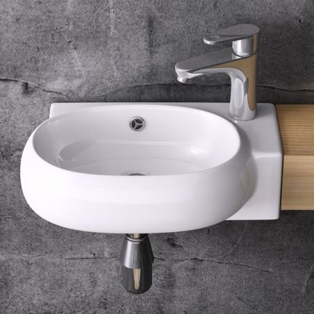 Lavoar EGO 0001L, ALb, lucios, 38x26 cm, montaj suspendat, ceramica sanitara, gaura baterie in dreapta si preaplin Lavoar EGO 0001L, ALb, lucios, 38x26 cm, montaj suspendat, ceramica sanitara, gaura baterie in dreapta si preaplin