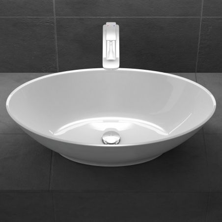 Lavoar EGO 807, Alb ,lucios, 62.5x34.5 cm, montaj pe blat, compozit marmura