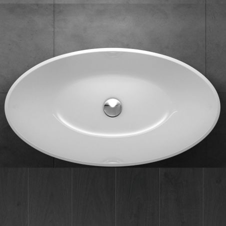 Lavoar EGO 807, Alb ,lucios, 62.5x34.5 cm, montaj pe blat, compozit marmura
