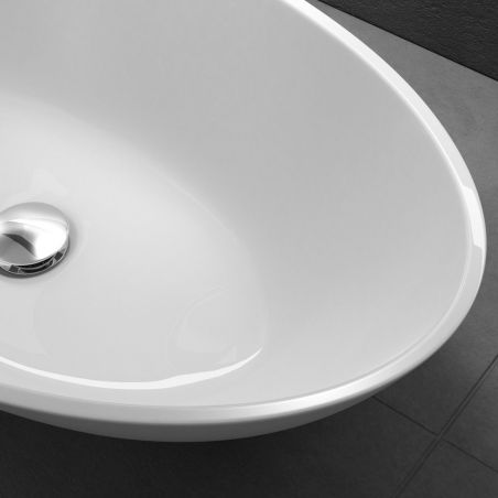 Lavoar EGO 807, Alb ,lucios, 62.5x34.5 cm, montaj pe blat, compozit marmura