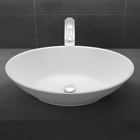 Lavoar EGO 807, Alb ,mat, 62.5x34.5 cm, montaj pe blat, compozit marmura