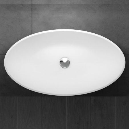 Lavoar EGO 807, Alb ,mat, 62.5x34.5 cm, montaj pe blat, compozit marmura
