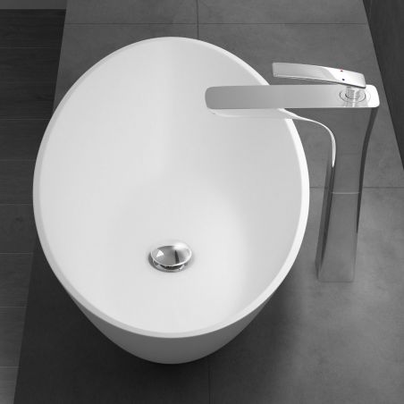 Lavoar EGO 807, Alb ,mat, 62.5x34.5 cm, montaj pe blat, compozit marmura