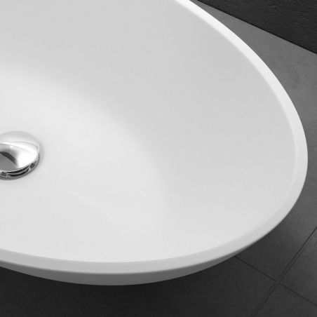 Lavoar EGO 807, Alb ,mat, 62.5x34.5 cm, montaj pe blat, compozit marmura