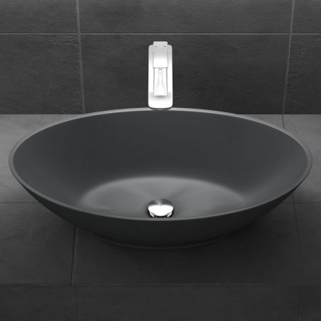 Lavoar EGO 807, Antracit ,mat, 62.5x34.5 cm, montaj pe blat, compozit marmura