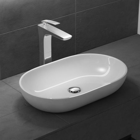 Lavoar EGO-808, compozit marmura,culoare Alb , montaj pe blat, 54x34 cm