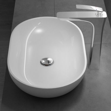 Lavoar EGO-808, compozit marmura,culoare Alb , montaj pe blat, 54x34 cm
