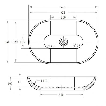 Lavoar EGO-808, compozit marmura,culoare Alb , montaj pe blat, 54x34 cm
