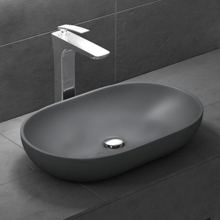 Lavoar EGO 808, Antracit, mat, 54x34 cm, montaj pe blat, compozit marmura