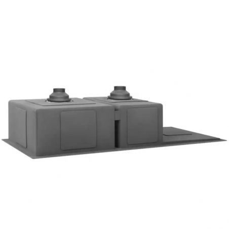 Chiuveta Bucatarie, Statie Lucru, Acoperire Nano, 2 cuve, adancime 19 cm, otel inoxidabil, Gun Grey, 100x45 cm, Vania
