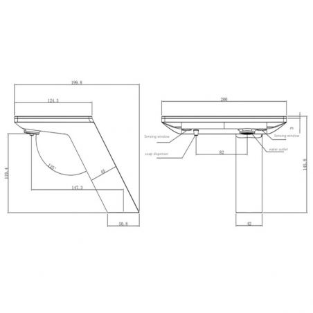 Baterie lavoar, Display Digital afisare Led, senzor pentru apa si sapun, rezervor 3 L inclus, Auriu Mat, Anais