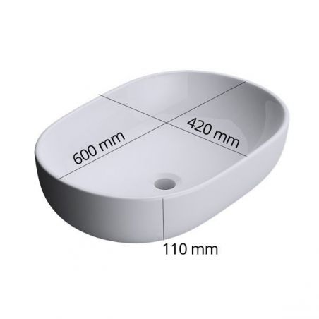 Lavoar EGO-322, compozit marmura,culoare Alb , montaj pe blat, 60x40 cm