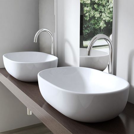 Lavoar EGO-322, compozit marmura,culoare Alb , montaj pe blat, 60x40 cm