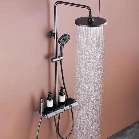 Sistem de dus, Piano Key, iluminare Led, pipa cada, ploaie de dus, 2 dusuri de mana, montaj pe perete,  Franco